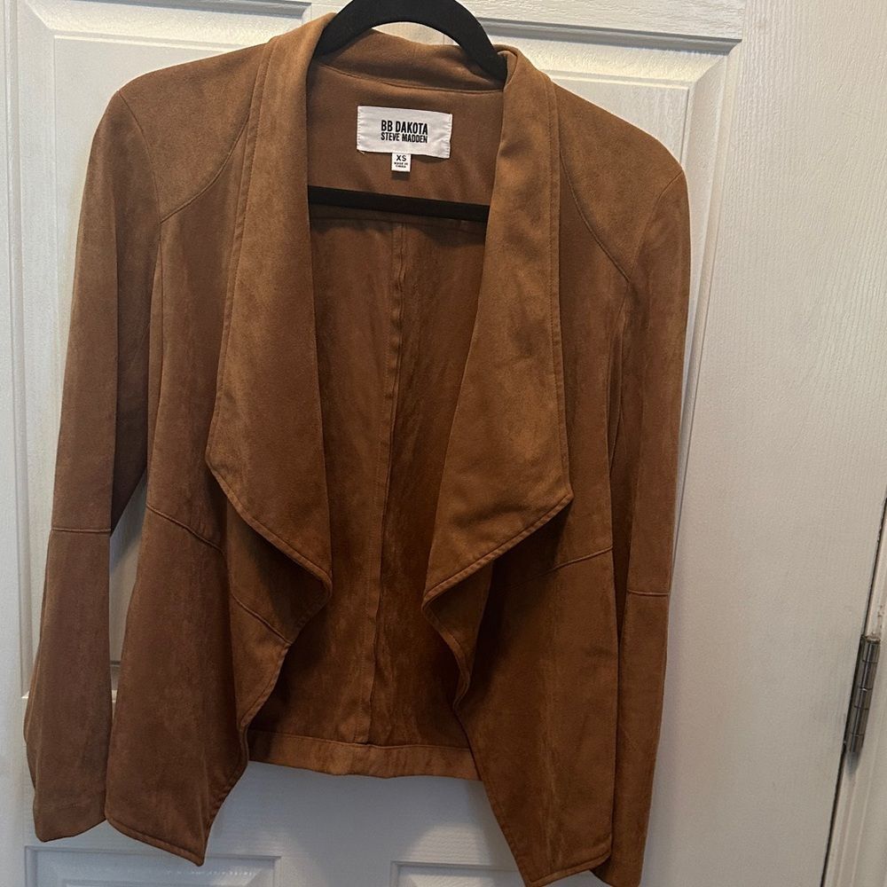 BB Dakota Women's Tan Faux Suede Open Front Blazer Size XS
